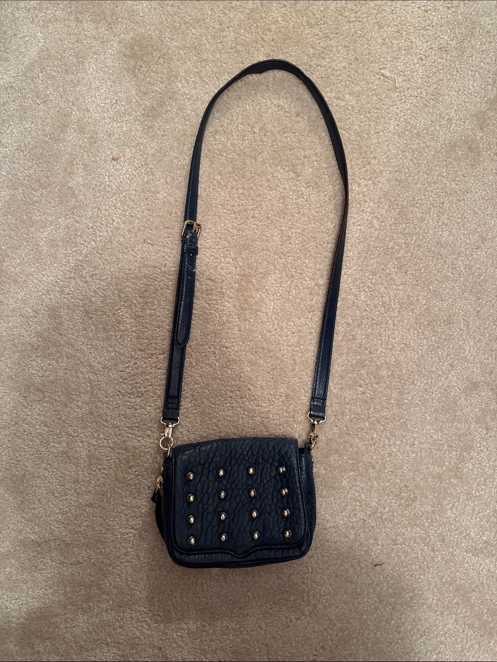 Rebecca Minkoff Blue Studded Crossbody Bag - Classic Women's Shoulder Purse